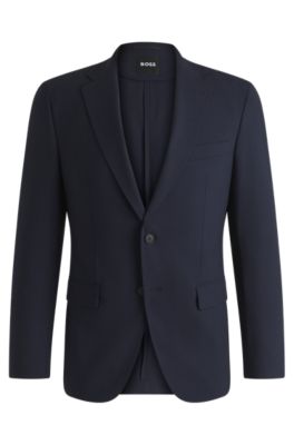 Traje slim fit de mezcla de lana con el&aacute;stico t&eacute;cnico, Azul oscuro