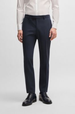 Traje slim fit de mezcla de lana con el&aacute;stico t&eacute;cnico, Azul oscuro
