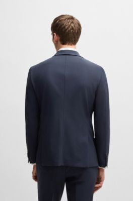 Traje slim fit de mezcla de lana con el&aacute;stico t&eacute;cnico, Azul oscuro