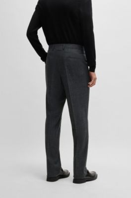 Slim-fit suit in patterned wool, linen and stretch, Grey