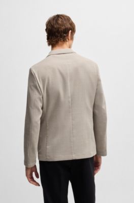 Blazer slim fit estampado de mezcla de lana, Beige claro