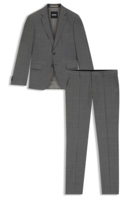 Slim-fit suit in checked wool, Grey