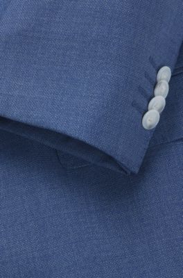 Traje slim fit de lana virgen con microdibujo, Azul