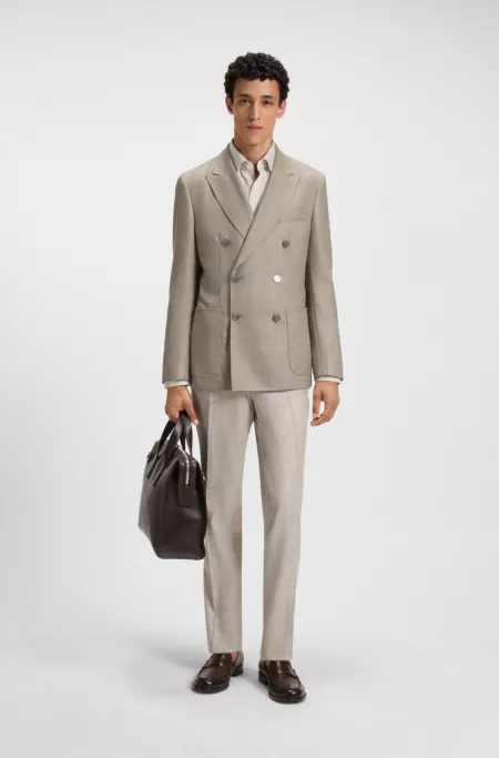 Slim-fit blazer in patterned virgin wool