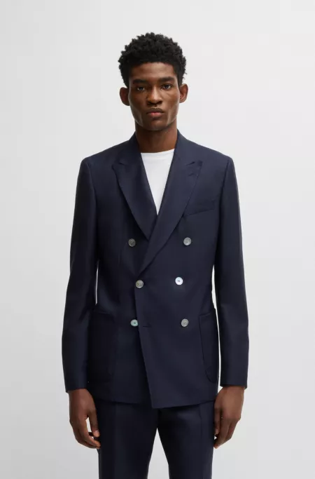 Slim-fit blazer in patterned virgin wool