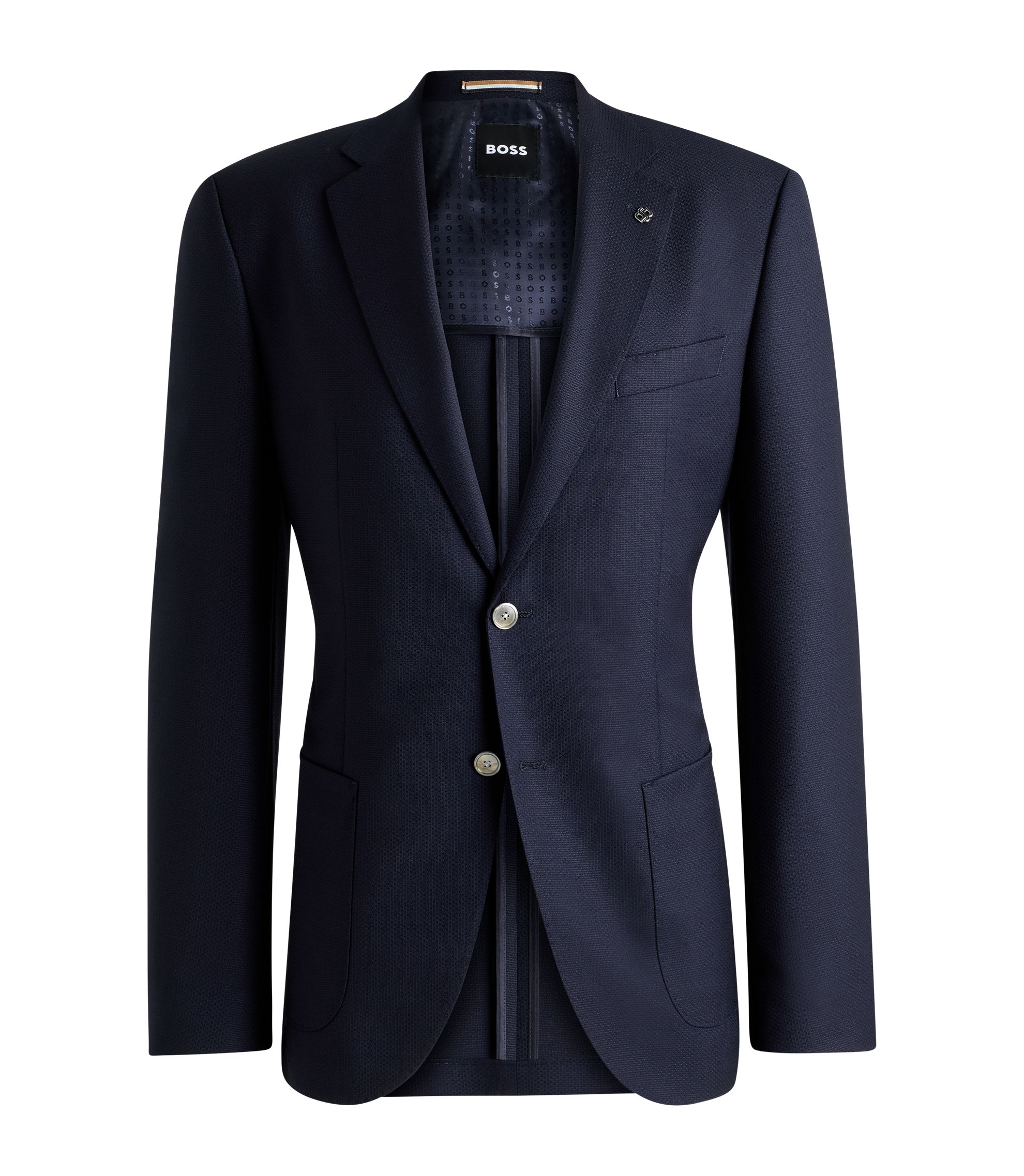 【HUGO BOSS】ウール×アルパカ混 テーラードジャケット XXXL HUGO - Double-breasted relaxed-fit coat with wool and alpaca - Black