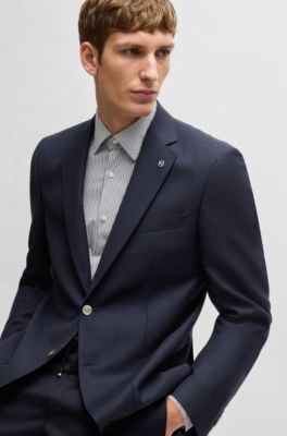 Regular-fit suit jacket micro-patterned virgin wool