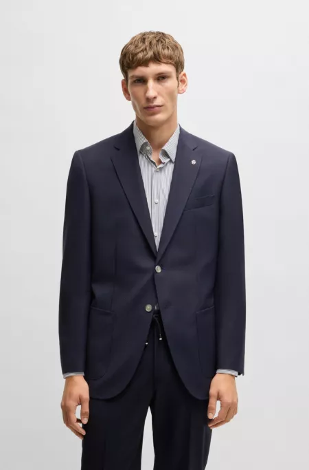 Regular-fit suit jacket in micro-patterned virgin wool