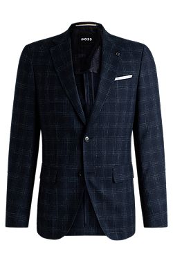 Slim-fit suit jacket in a checked wool blend