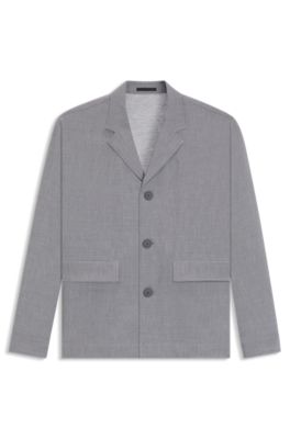 Hugo Boss Relaxed-fit Jacket In Bonded Stretch Fabric In Grey