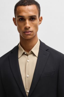 Slim-fit jacket in washable stretch fabric, Black