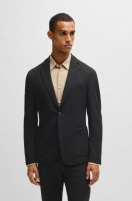 Slim-fit jacket in washable stretch fabric, Black