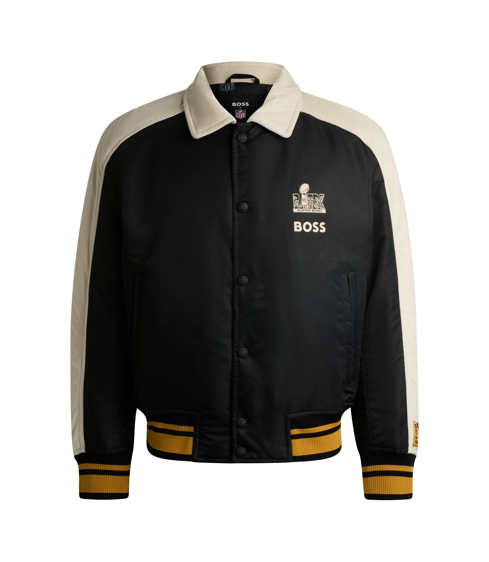 BOSS - BOSS x NFL bomber jacket with velvet trims - Black