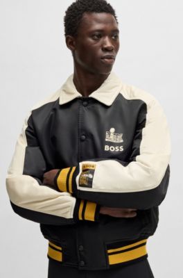 BOSS x NFL bomber jacket with velvet trims, Black