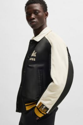 BOSS x NFL bomber jacket with velvet trims, Black