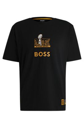 BOSS x NFL stretch-cotton T-shirt with gold-tone artwork