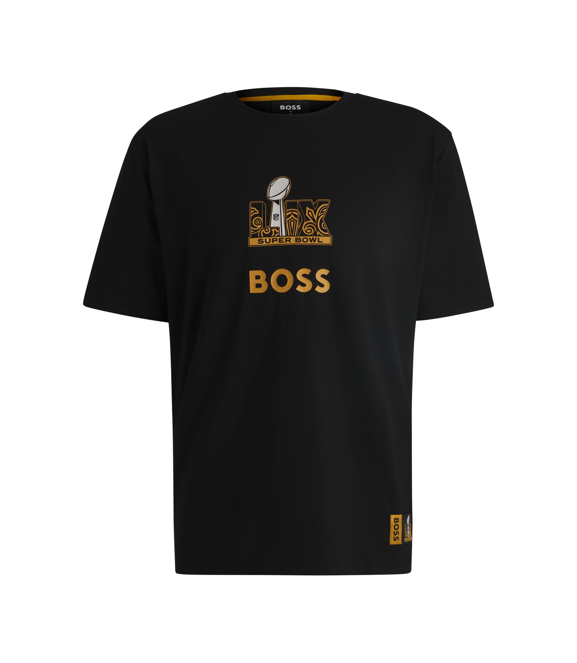 BOSS - BOSS x NFL stretch-cotton T-shirt with gold-tone