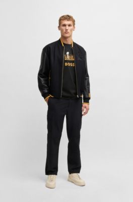 BOSS x NFL stretch-cotton T-shirt with gold-tone artwork