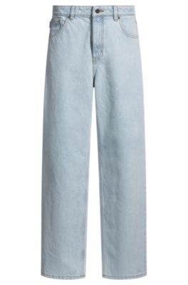 Relaxed-fit jeans in blue denim, Turquoise