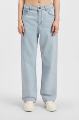 Relaxed-fit jeans in blue denim, Turquoise