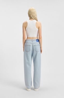 Relaxed-fit jeans in blue denim, Turquoise