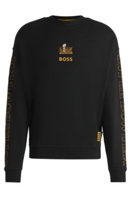 BOSS x NFL cotton sweatshirt with gold-tone embroidery, Black