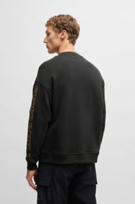 BOSS x NFL cotton sweatshirt with gold-tone embroidery, Black