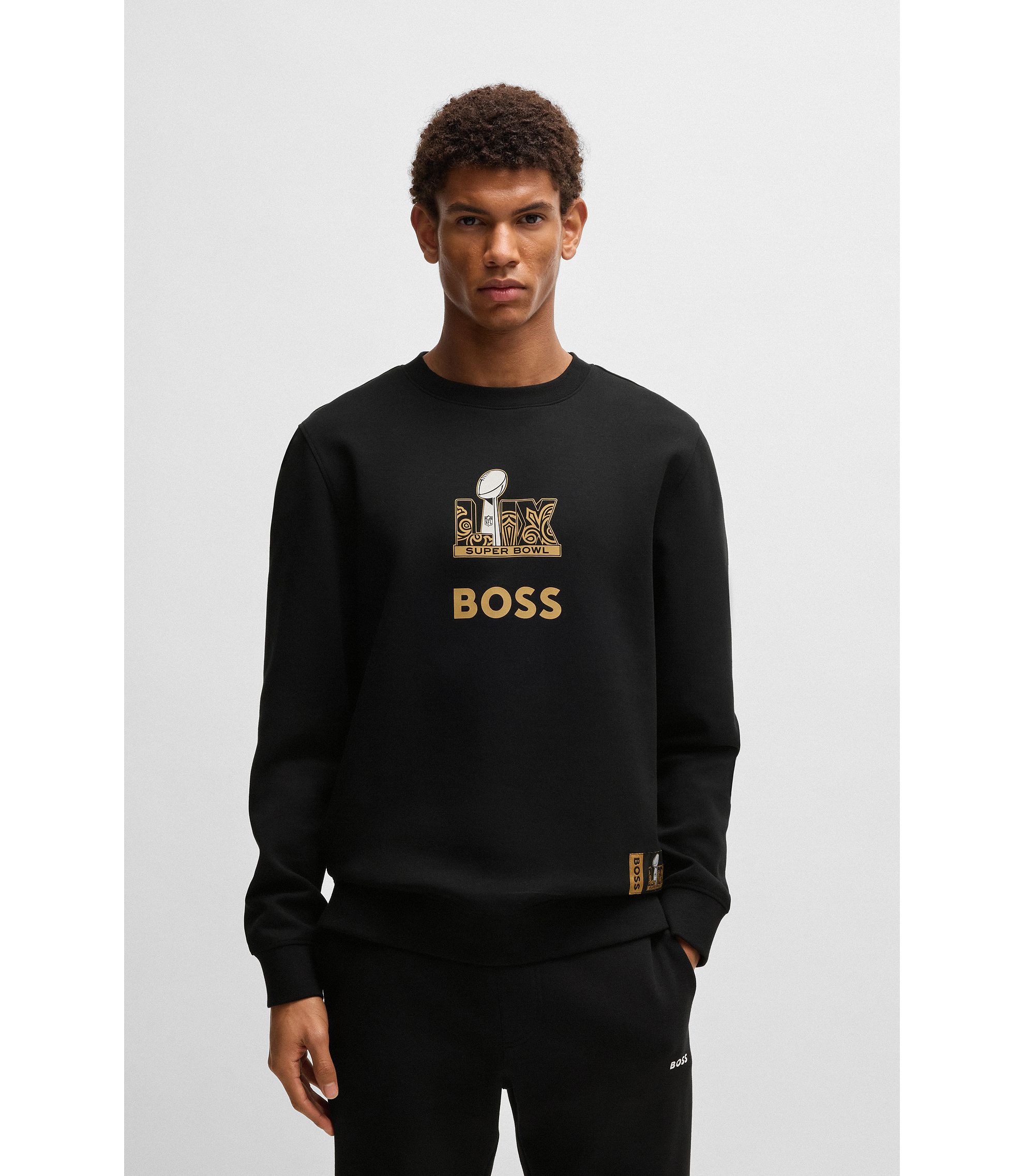 BOSS - BOSS x NFL stretch sweatshirt with gold-tone artwork BOSS - BOSS x NFL stretch sweatshirt with gold-tone artwork
