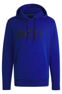 Sudadera con capucha regular fit de algod&oacute;n con logo estampado, Azul