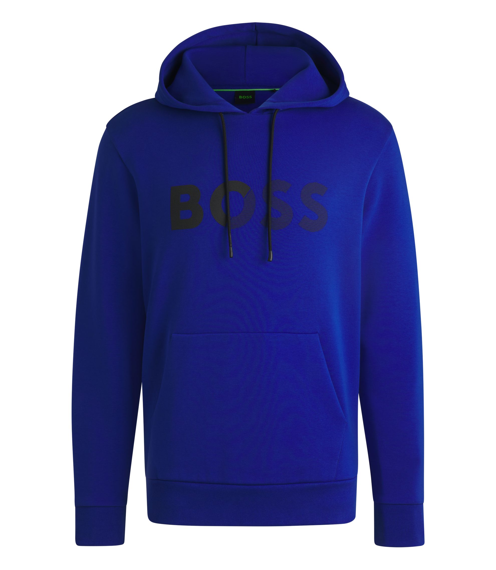 BOSS Regular-fit hoodie with logo print Blue
