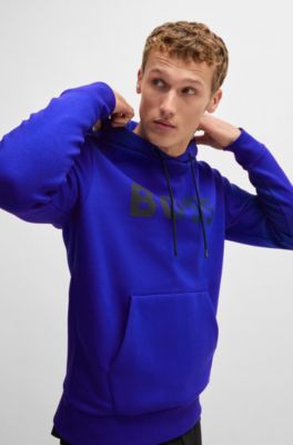 Sudadera con capucha regular fit de algod&oacute;n con logo estampado, Azul
