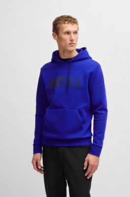 Sudadera con capucha regular fit de algod&oacute;n con logo estampado, Azul