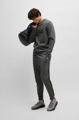 Sudadera regular fit de algod&oacute;n con logo estampado, Gris oscuro