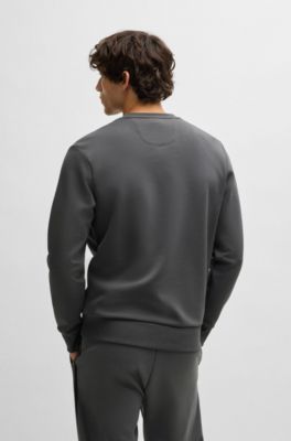 Sudadera regular fit de algod&oacute;n con logo estampado, Gris oscuro