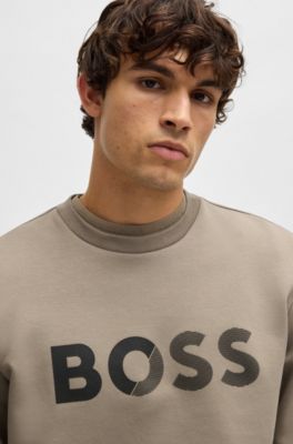 Regular-fit sweatshirt with logo print, Light Brown