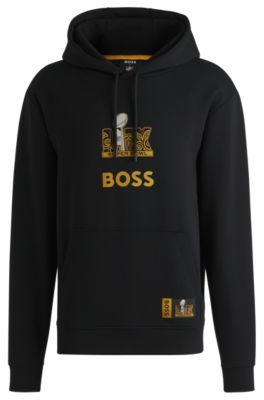 BOSS - BOSS x NFL stretch hoodie with gold-tone artwork - Black