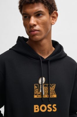 BOSS x NFL stretch hoodie with gold-tone artwork
