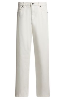 Jean Modern en denim rigide blanc, Blanc