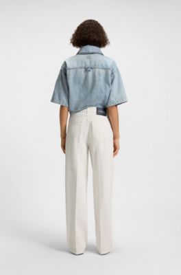 Jean Modern en denim rigide blanc, Blanc