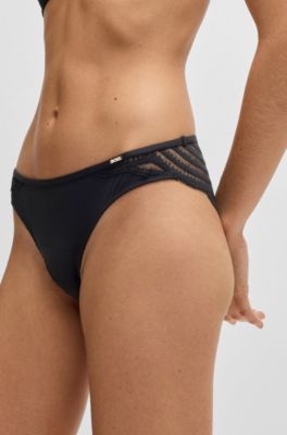 Lace-trim briefs with logo detail, Black