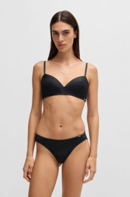 Lace-trim briefs with logo detail, Black
