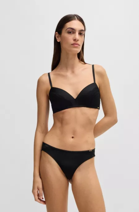 Lace-trim push-up bra with logo detail