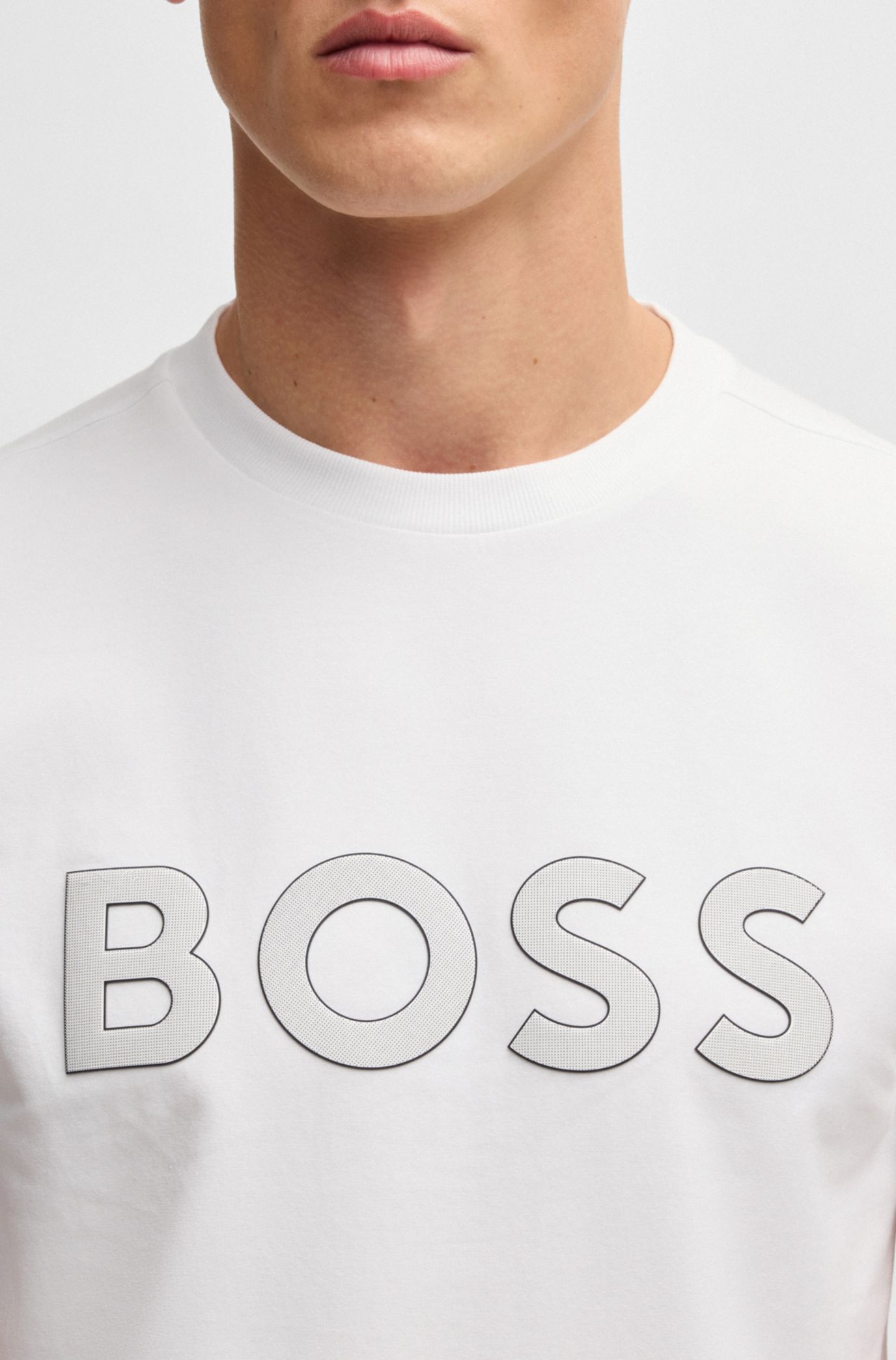 Tシャツ・カットソー Hugo Boss SS25 (50536796 10247170275) BOSS - Cotton-jersey T-shirt with logo artwork - Light Beige