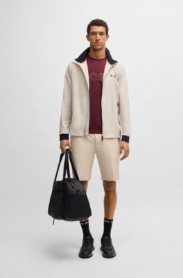 Stretch-cotton T-shirt with large logo, Red