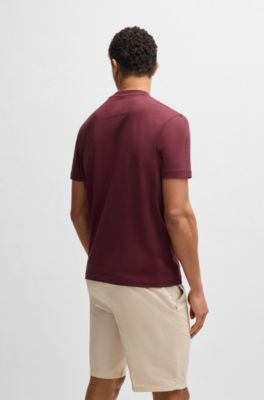 Stretch-cotton T-shirt with large logo, Red