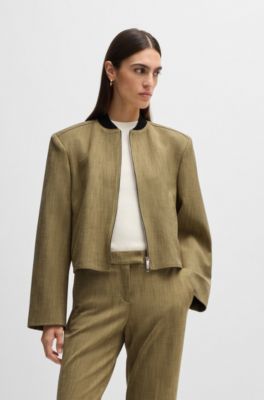 Relaxed-fit jacket herringbone stretch fabric