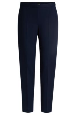 Hugo Boss Boss Tiluna Solid Side Zip Career Pants In Dark Blue