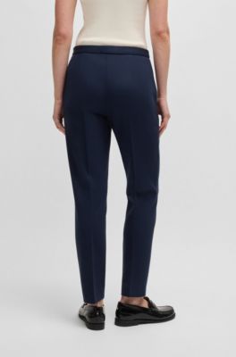 Pantalones regular fit con raya delantera, Azul oscuro