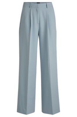 パンツ BOSS Woman Pants Blue 50540589 404 BOSS - Wide-leg trousers in stretch fabric - Blue
