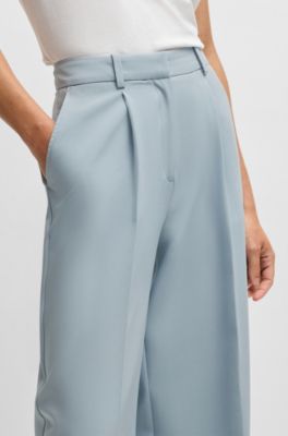 Pantalones de pernera ancha en tejido el&aacute;stico, Azul